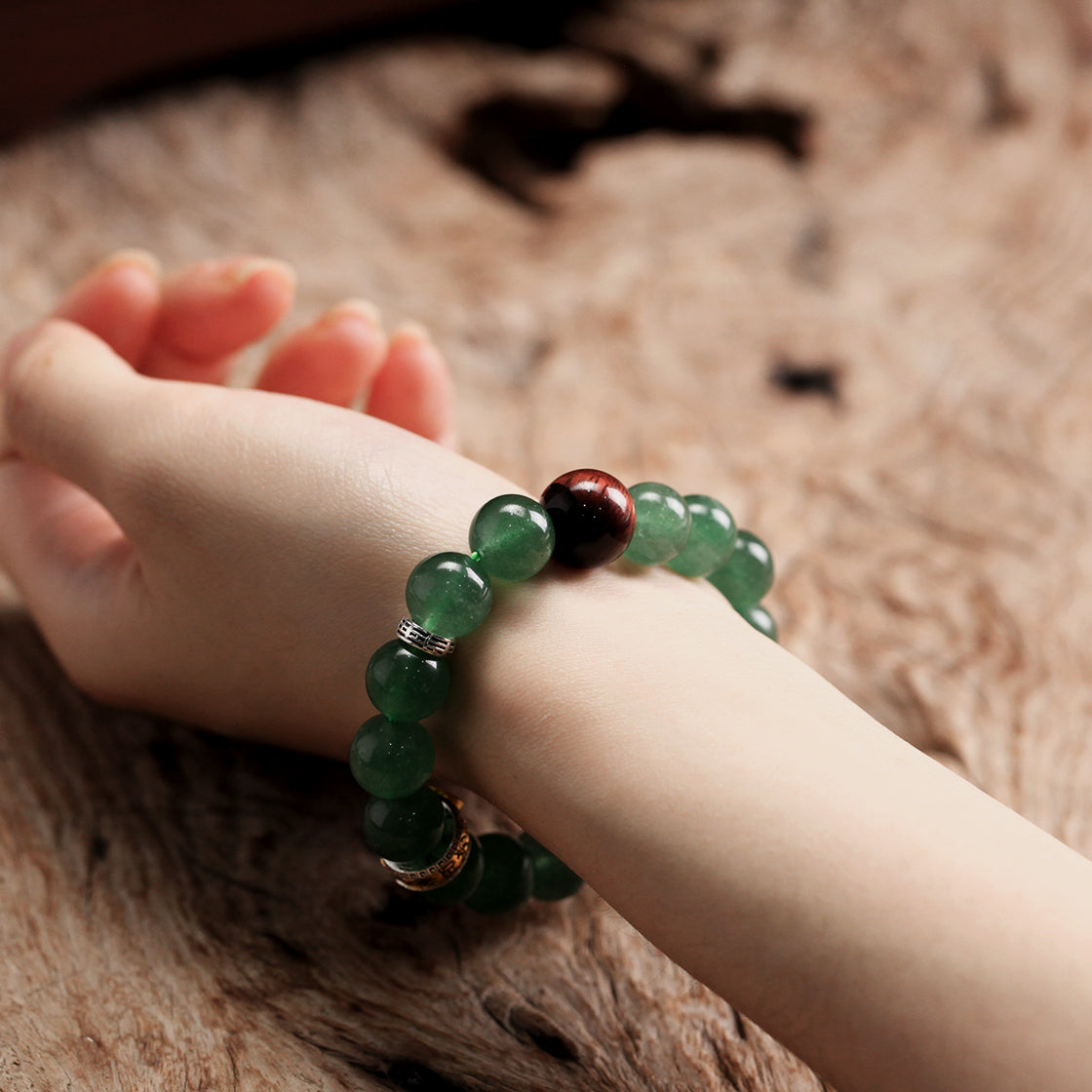 天師府祕製｜道家太極九字真言混元珠天然青龍綠水晶手串-木五行能量