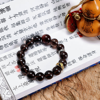 天師府祕製｜道家太極九字真言八卦混元珠天然玄武黑水晶手串-水五行能量