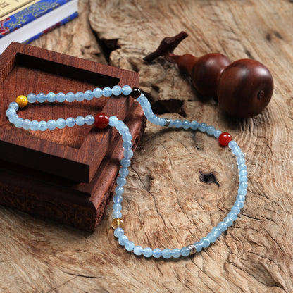 天師府祕製｜道家誅煞符太極八卦天然天縹藍水晶長串-水五行能量