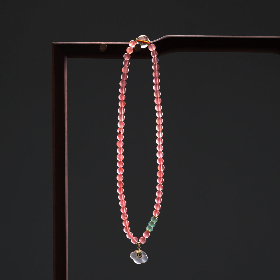 天師府祕製｜桃花灼灼洛神珠天然桃夭粉水晶長串-火五行能量
