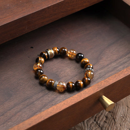 天師府祕製｜至哉坤元檸檬黃混元珠天然黃水晶手串-土五行能量