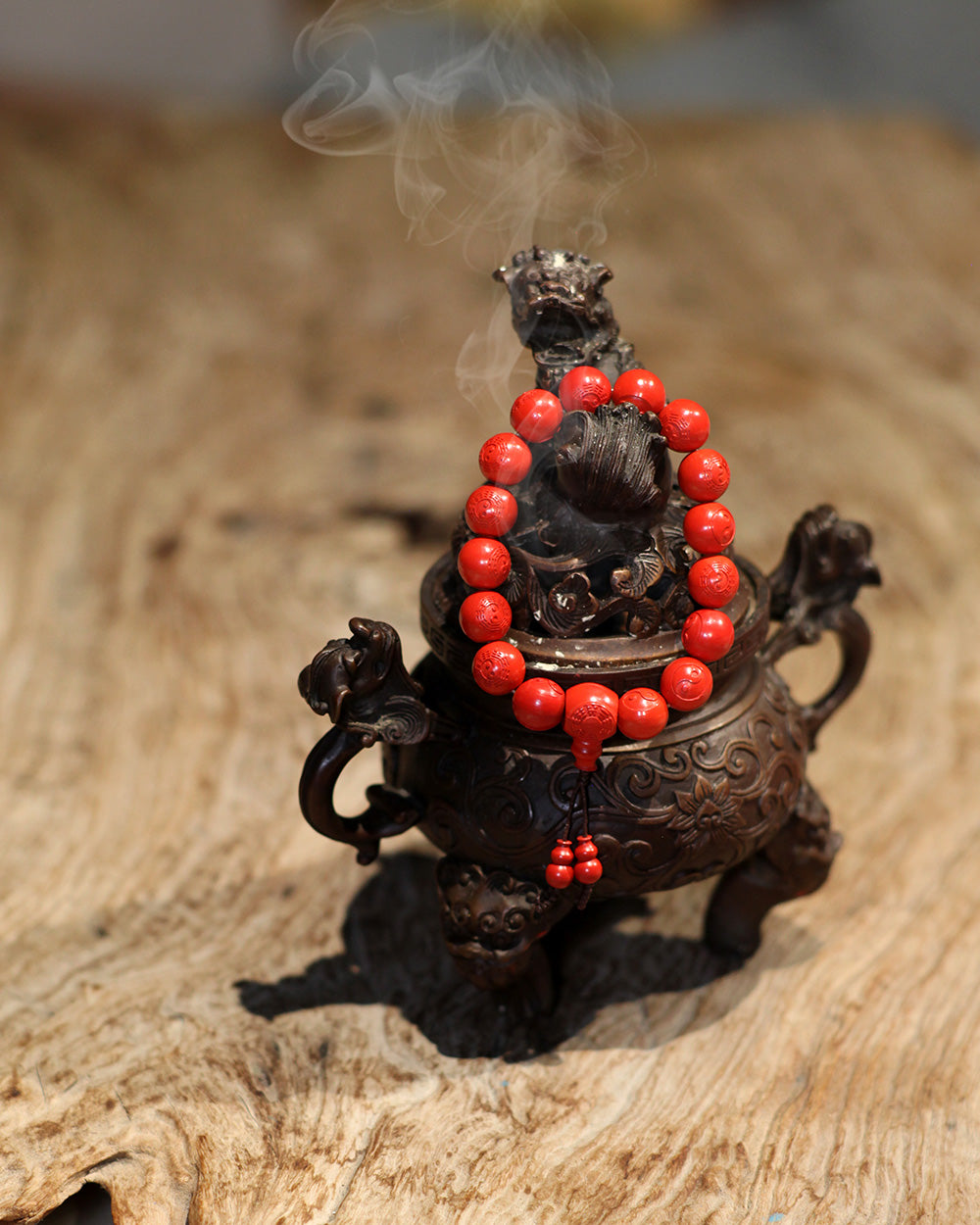 this piece merges the profound mysteries of the I Ching (Book of Changes) with the essence of Taoist rites. Crafted from refined Chenzhou Cinnabar carved into the form of the Taiji Bagua array, it embodies the principle of ""Yin and Yang in endless generation, the Bagua turning the cosmos."" It is a classic ritual implement that combines deep cultural heritage with spiritual protective energy.