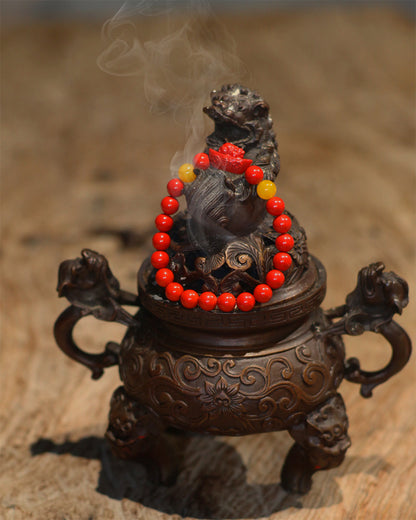 this piece draws upon the auspicious signs of the ""Pixiu gathering wealth, and the Lotus Pod gathering connections."" Crafted from refined Chenzhou Cinnabar into the forms of a guardian Pixiu and a seed-bearing Lotus Pod, it embodies the principle of ""All Requests Granted, and Ten Thousand Connections Harmonized."" It is a supreme ritual implement that merges a thousand-year spiritual tradition with profound protective energy.